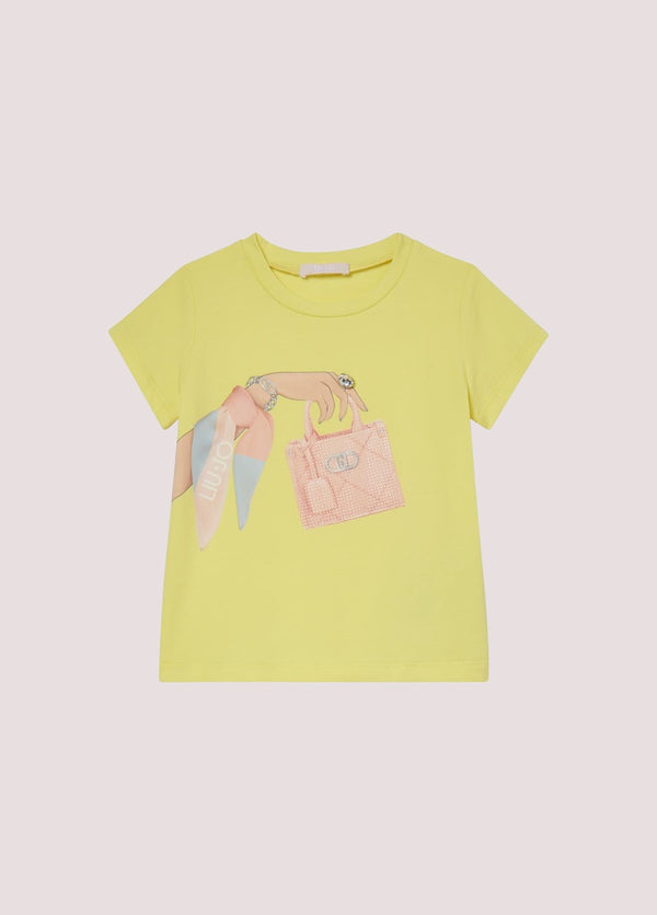 T-shirt con stampa e castoni KA6027 JS003 /P9343 LIU JO 