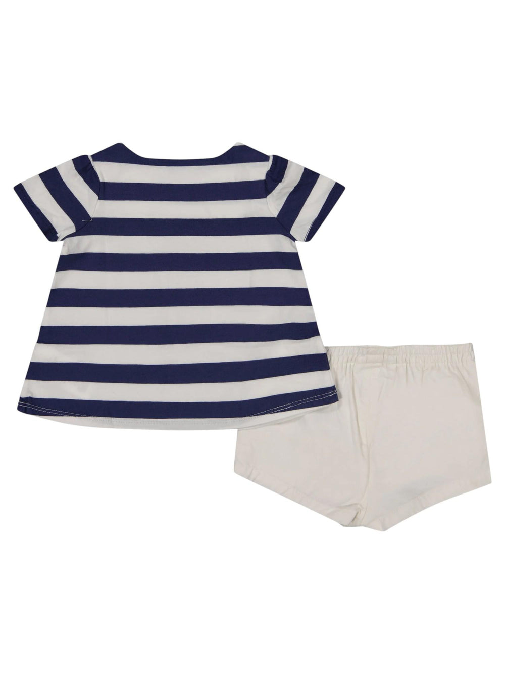 Completo bambina rigato con t-shirt orsetto e shorts