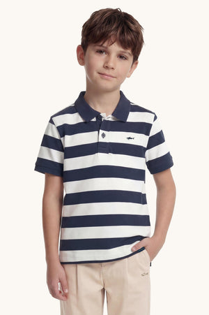 Polo in piqué di cotone con motivo a righe WUM00B LEB04 /80161 PAUL & SHARK 