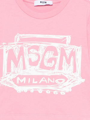 T-shirt cropped con logo stampato S6MSJGTH128 /MS070 MSGM KIDS 