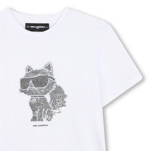 T-shirt con logo in paillettes reversibili Z31153 /10P KARL LAGERFELD 