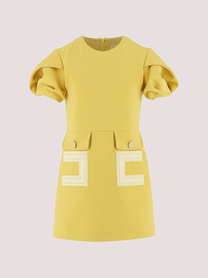 Abito in crepe con tasche e ricamo doppia c EFAB646 GA022 /2033 ELISABETTA FRANCHI La Mia Bambina 