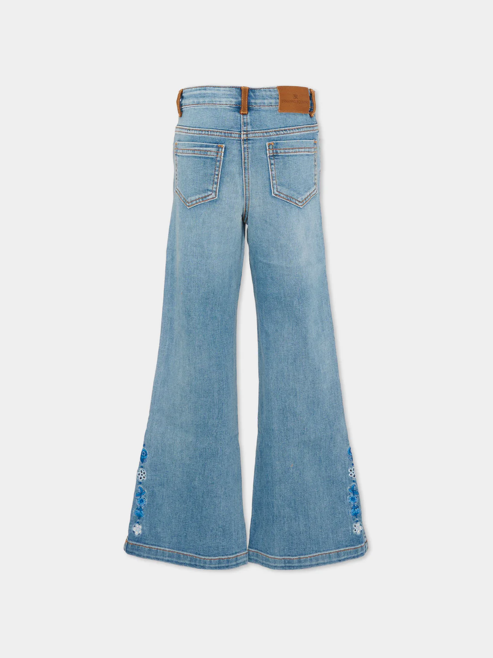 Jeans flare in denim con ricami floreali Z9G402 7015 /062S ERMANNO SCERVINO KIDS 