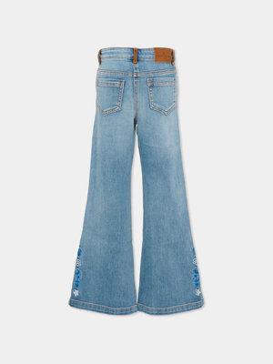 Jeans flare in denim con ricami floreali Z9G402 7015 /062S ERMANNO SCERVINO KIDS 