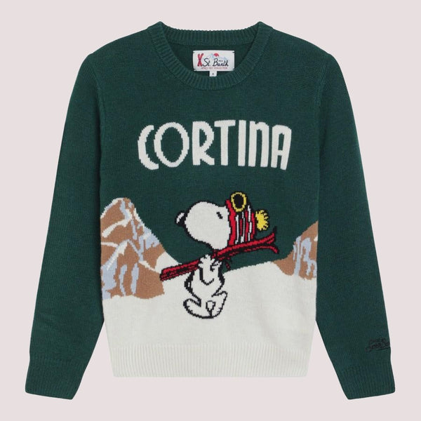 Maglione verde in misto lana con Snoopy Cortina DOU0006 /01149I MC2 SAINT BARTH 