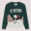 Maglione verde in misto lana con Snoopy Cortina