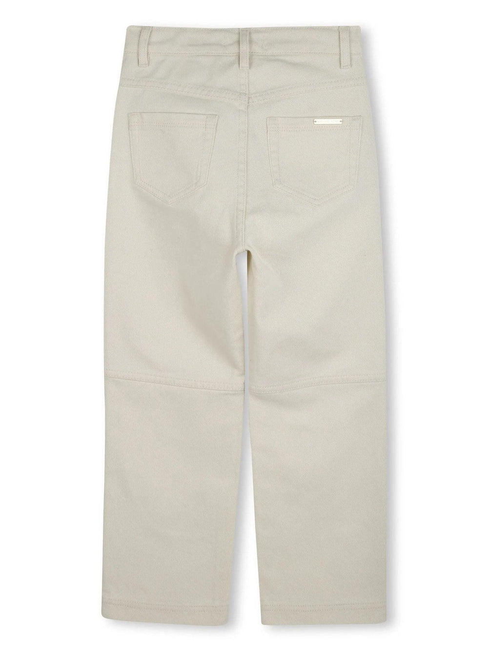 Pantalone bambina crema in cotone con micro borchie