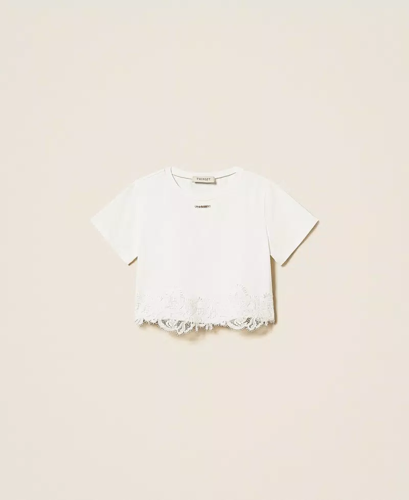 T-shirt con pizzo e logo 261GJ2090 /526 TWINSET 