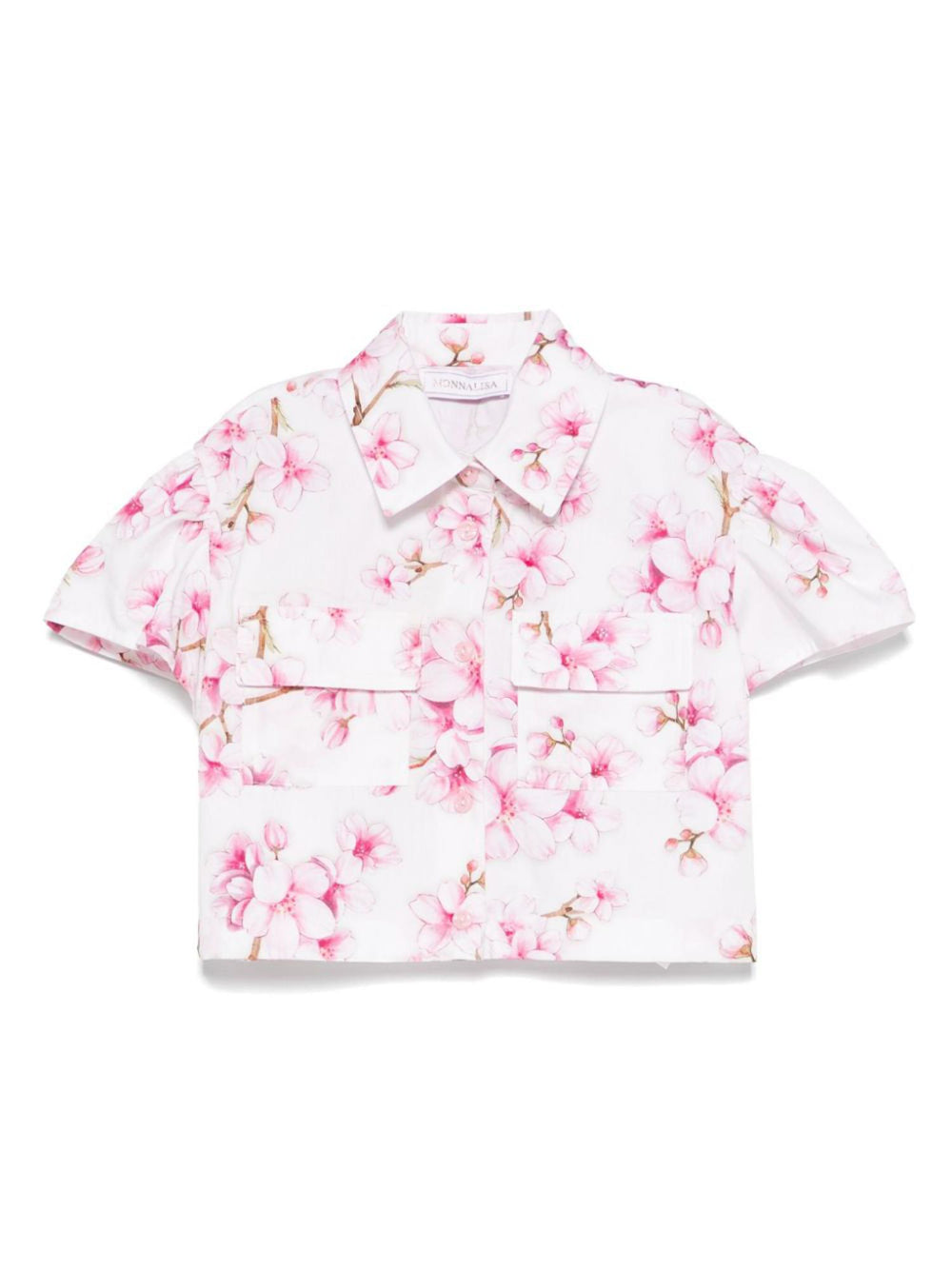 Camicia Crop Bambin con Stampa Floreale Rosa
