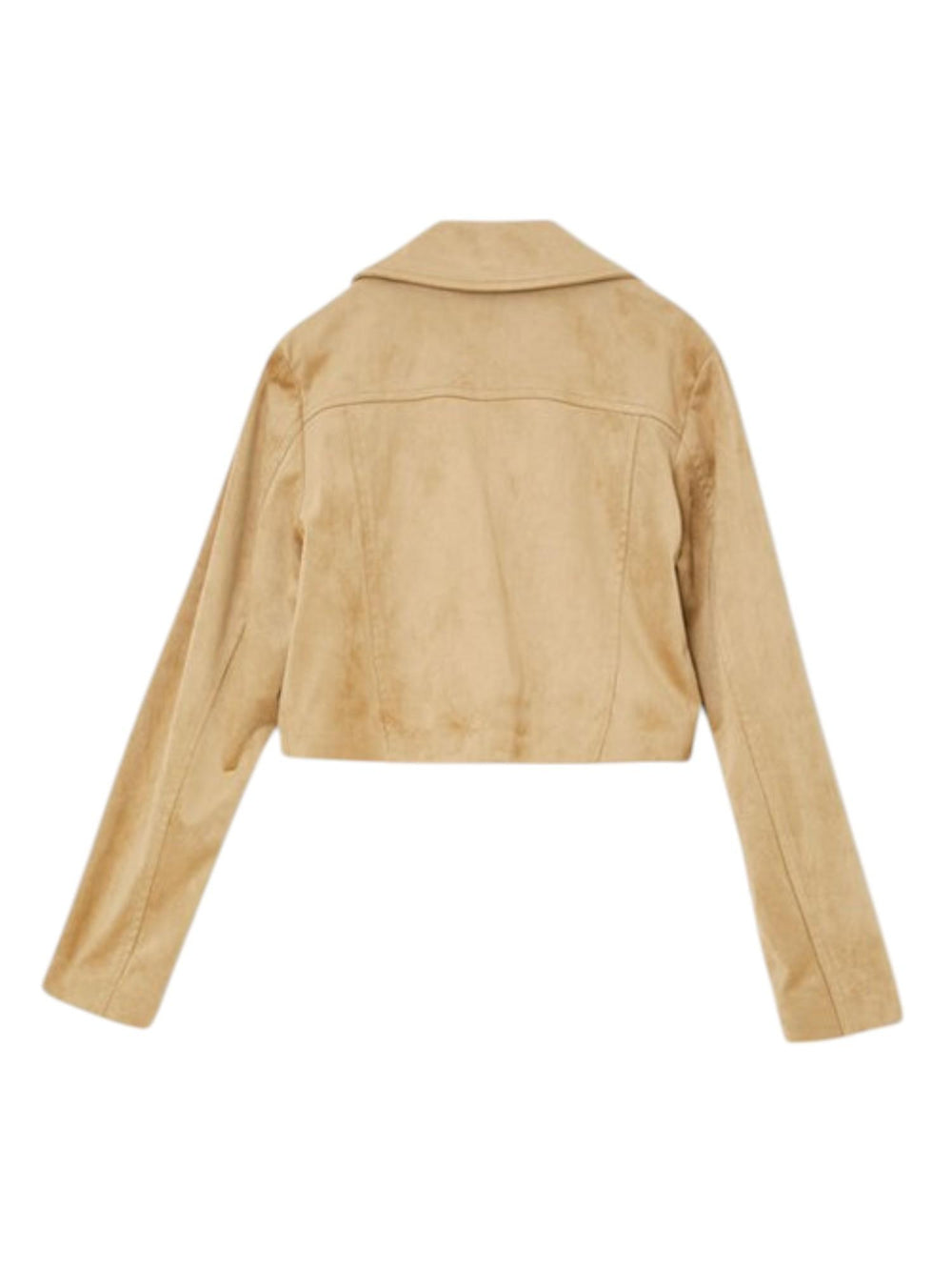 Giubbotto chiodo bambina beige in tessuto scamosciato