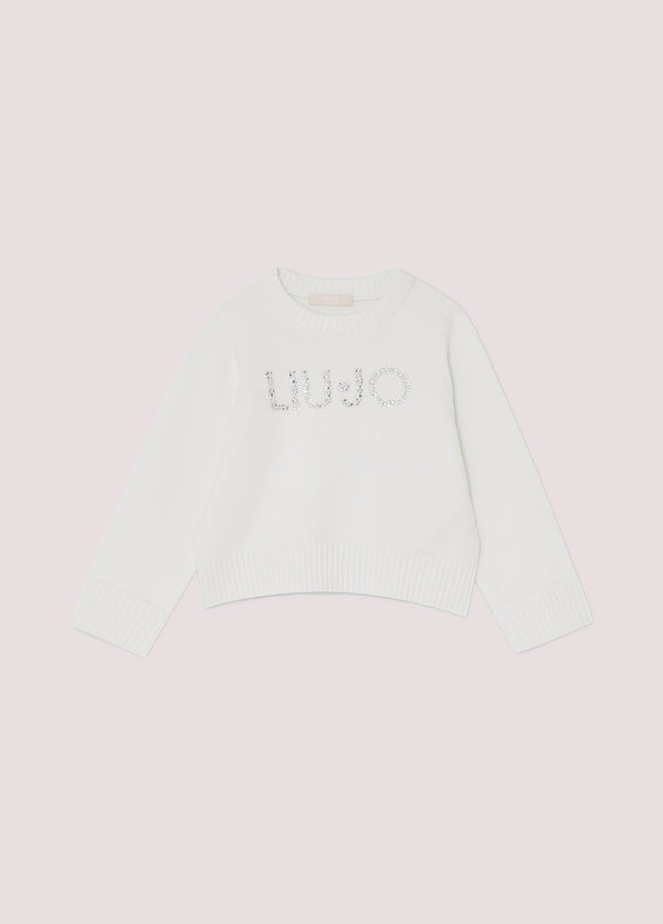 Maglia con logo e strass KF5055 MA12P /10602 LIU JO 