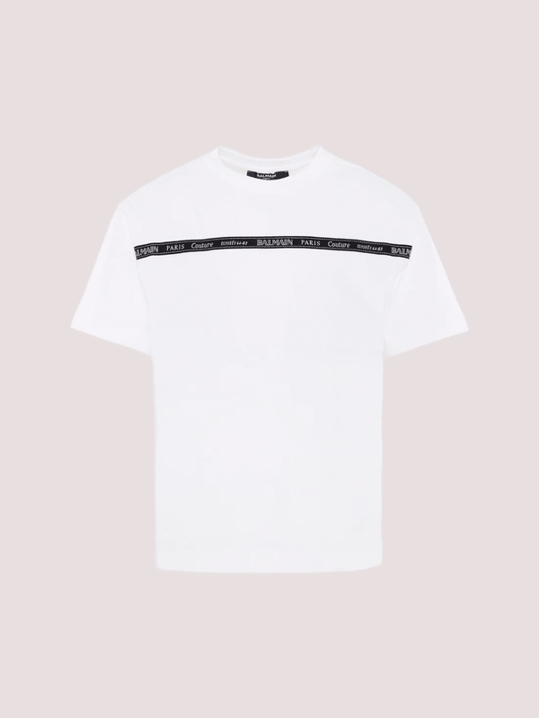 T-shirt bianca per bambini con logo BX8P71 Z3186 /100NE BALMAIN 