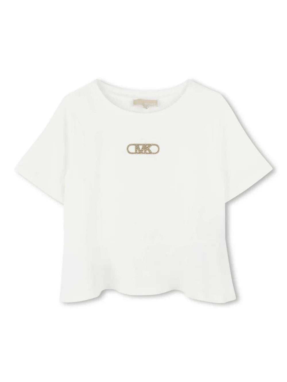 T-shirt bambina bianco  in cotone con logo borchiato