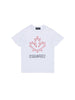 T-shirt bambino bianca con foglia dacero rossa