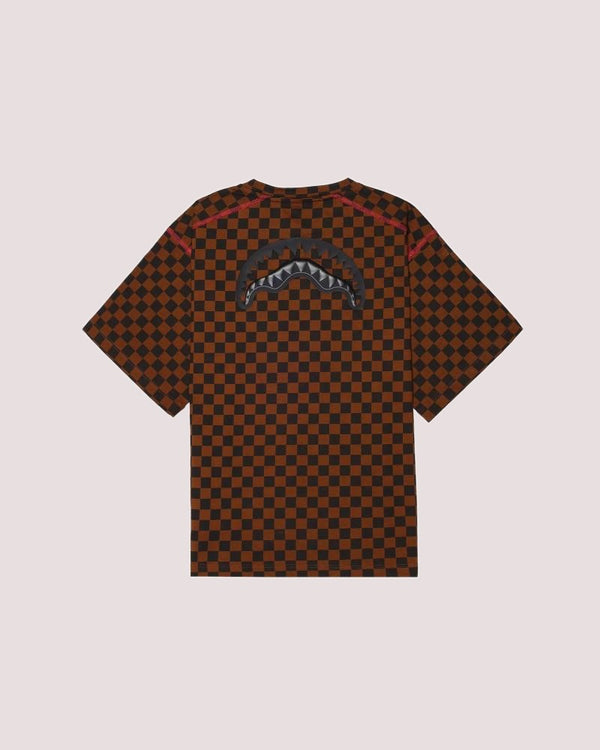 Takeover the throne checkered t-shirt SPY1365 /BROWN SPRAYGROUND 
