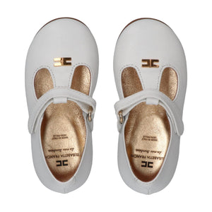 Scarpine mary jane con logo cc ivory white F1A3 E0472 1733 /3139 ELISABETTA FRANCHI La Mia Bambina 