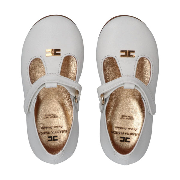 Scarpine mary jane con logo cc ivory white F1A3 E0472 1733 /3139 ELISABETTA FRANCHI La Mia Bambina 