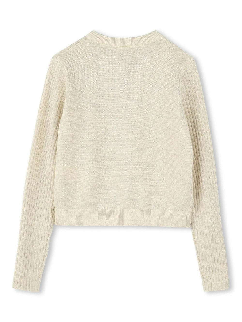 Cardigan bambina color oro chiaro con bottoni dorati
