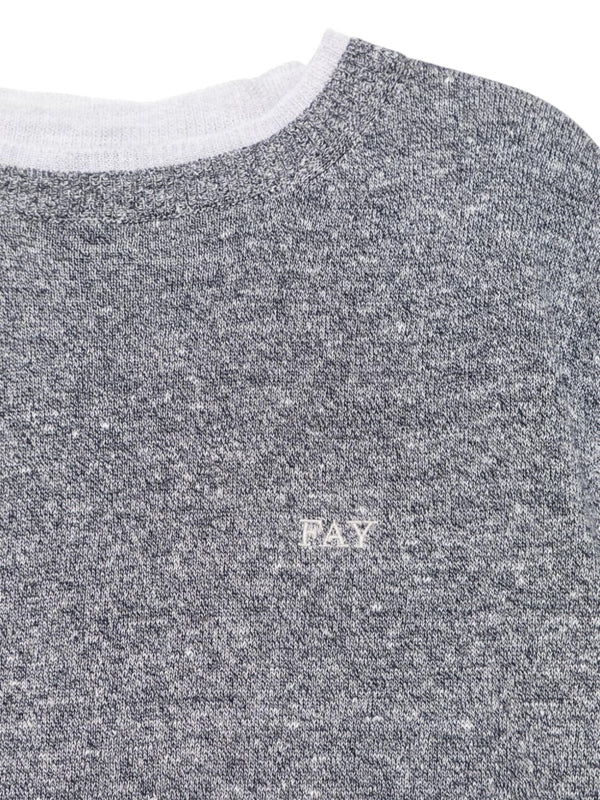 Maglia bambino blu medio melange con dettagli chiari