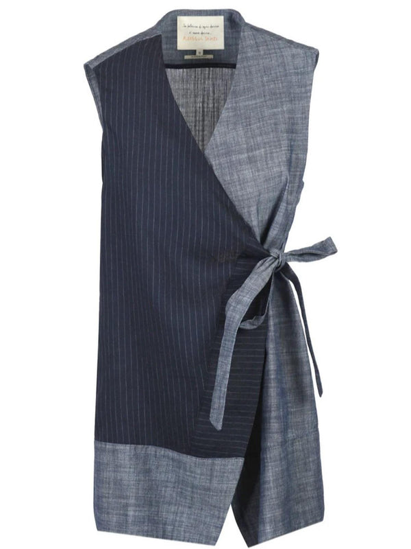 Gilet donna smanicato in cotone e lino
